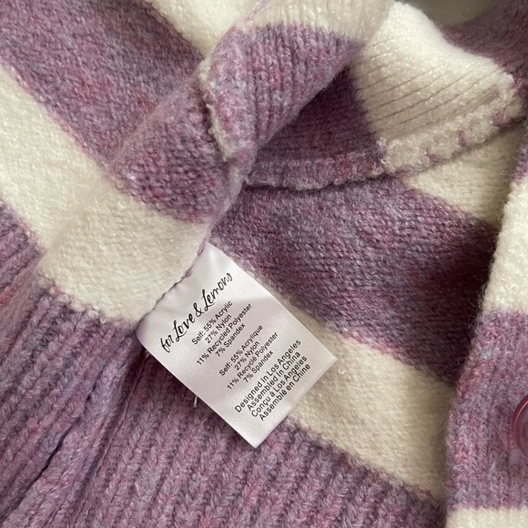 For Love & Lemons Maud Cropped Sweater
Vest Purple White Striped Size: Small - Picture 6 of 8